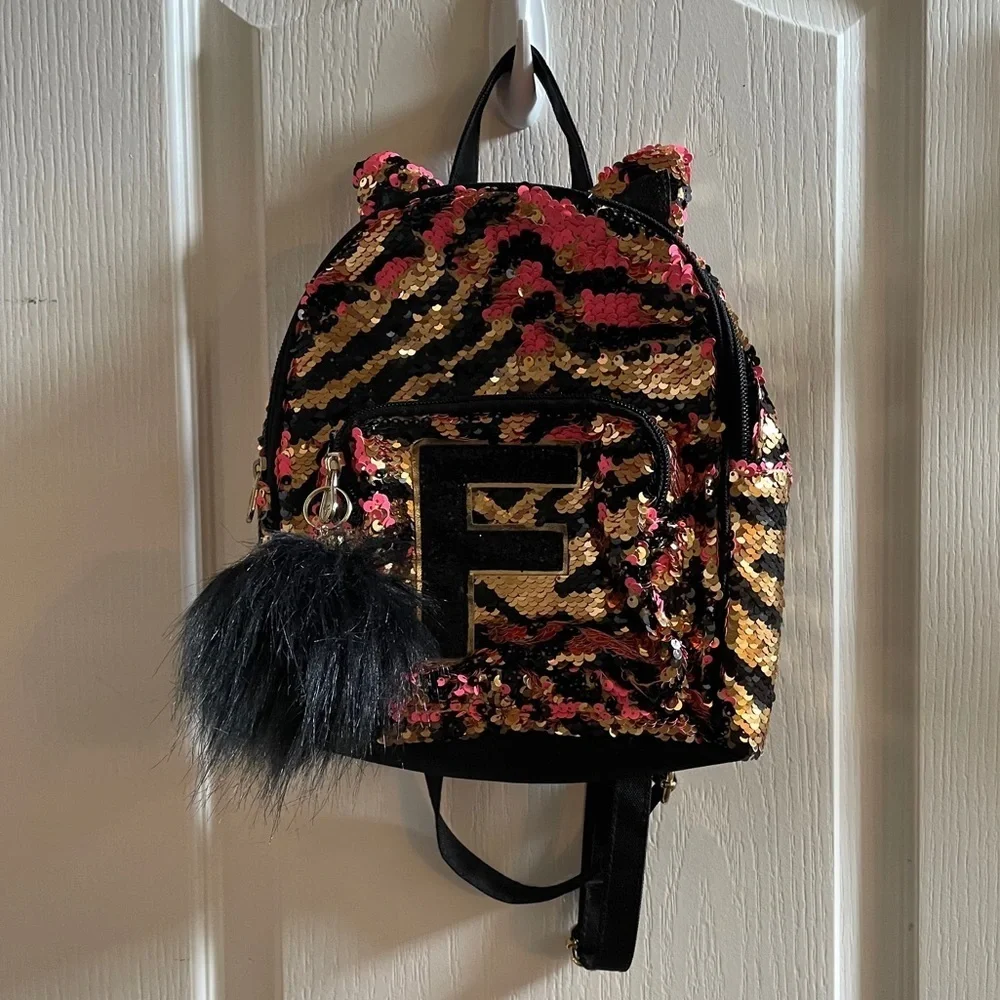 cat mini backpack justice BG10 TUKskin Black Kitty Can be worn as a backpack Justice Sequin Cat Mini Backpack